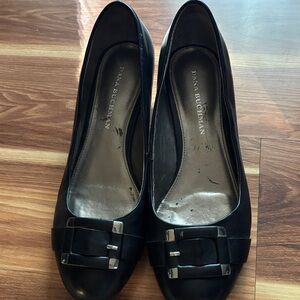 Dana Buchman Black Flats with Silver Buckle